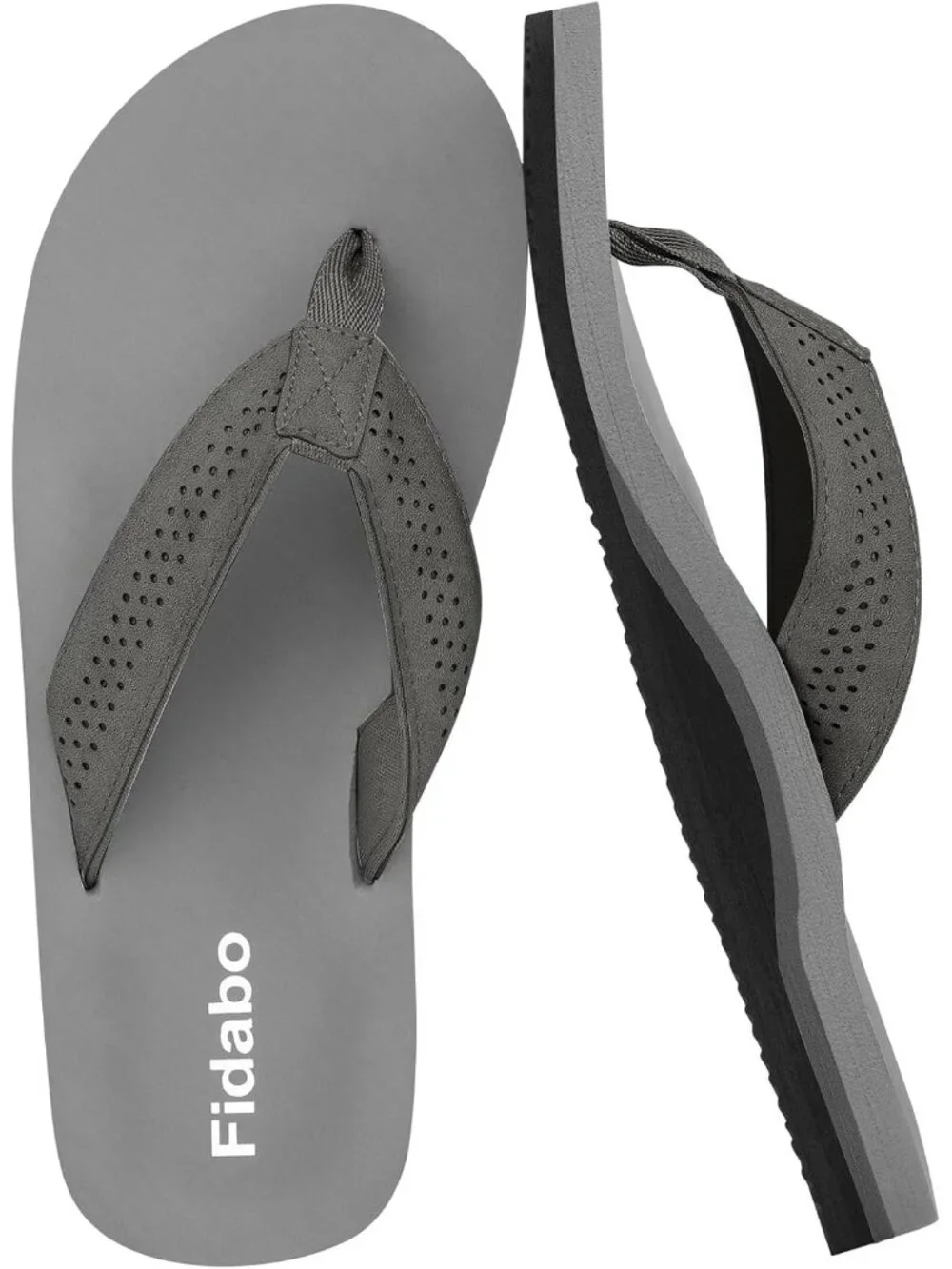 Men's Grey Flip Flops With Arch Support Comfortable Yoga Mat Sandals Casual